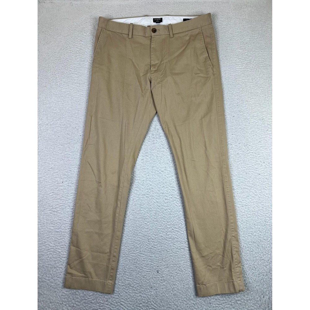 J Crew Flex Mens 33 Slim Fit Stretch Chino Pants Beige H3167 Flat Front